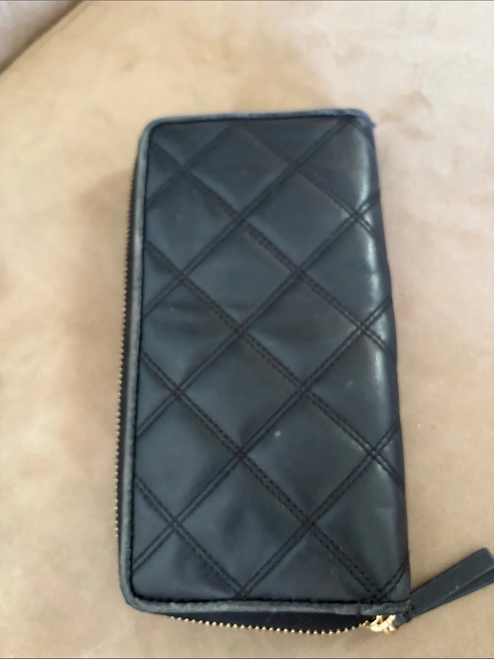 Tory Burch Black Quilted Zip Wallet